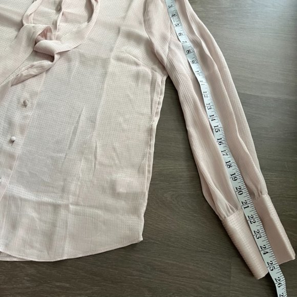 RW&Co Pearl Pink Button-Down Blouse with Neck Tie - Picture 7 of 12